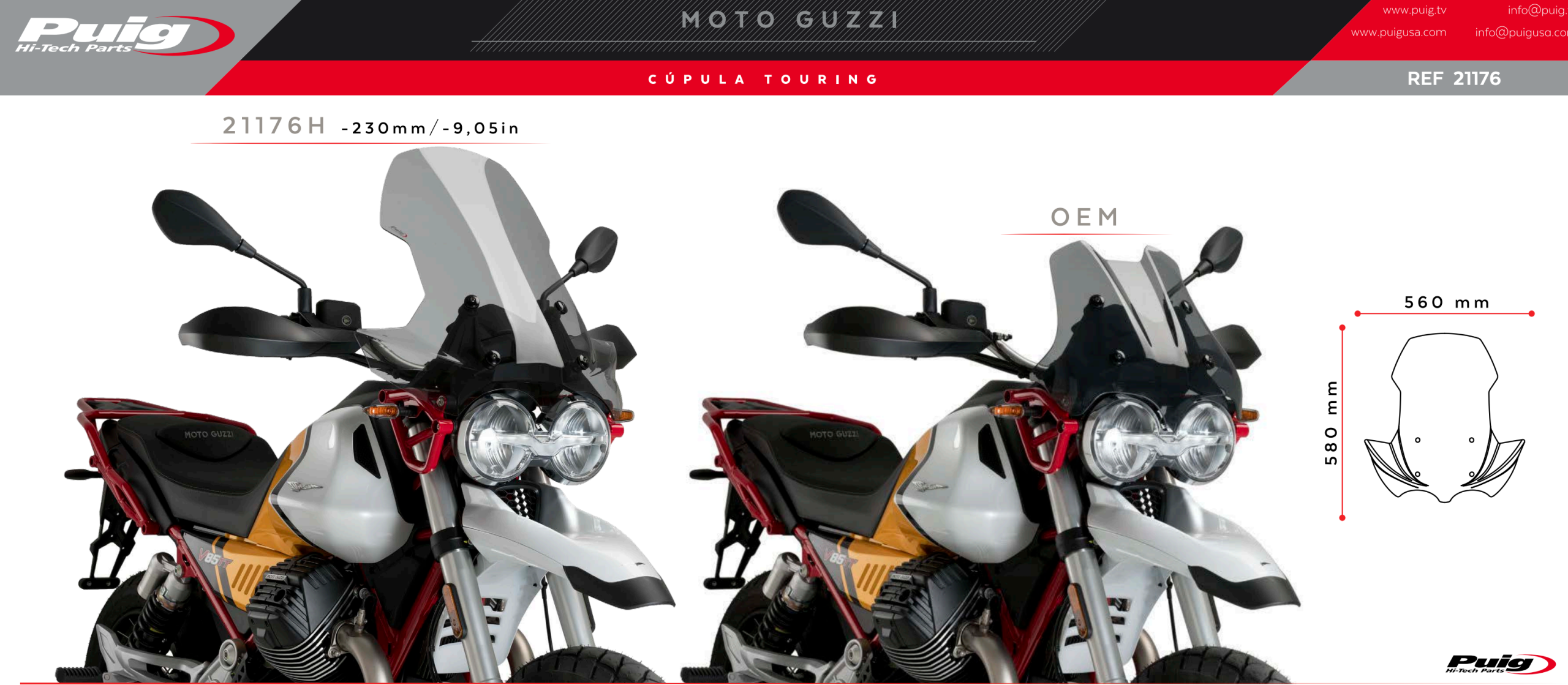 PARE BRISE TOURING MOTO GUZZI V85 TT TRAVEL 850 2019 2024 – Image 4