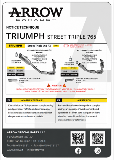 LIGNE COMPLETE ARROW INDY RACE TRIUMPH STREET TRIPLE 765 RX 2026 – Image 3