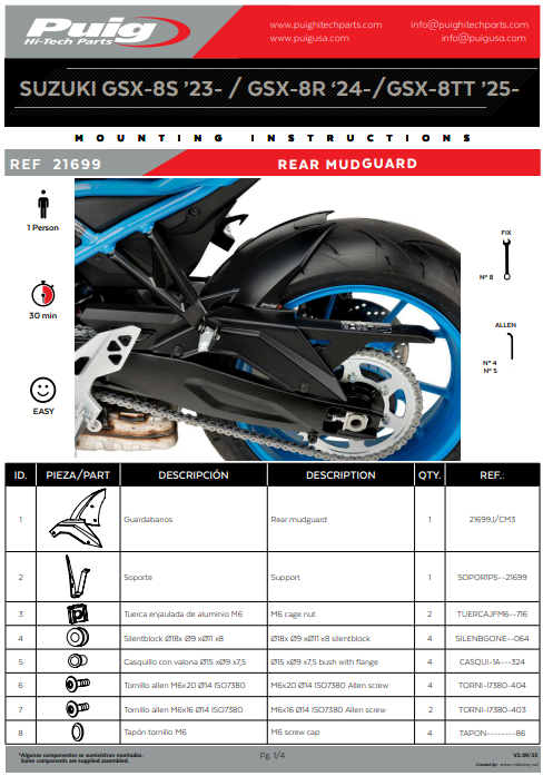 GARDE BOUE ARRIERE SUZUKI GSX-8R GSX-8S GSX-8T-GSX-8TT – Image 4