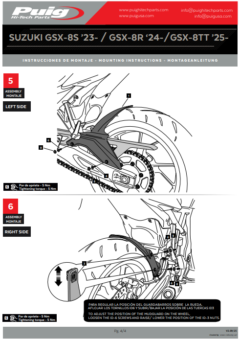 GARDE BOUE ARRIERE SUZUKI GSX-8R GSX-8S GSX-8T-GSX-8TT – Image 7